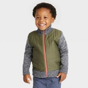Quilted olive green with grey fleeced lined zip up jacket